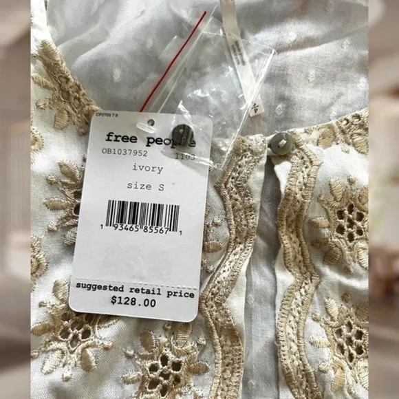 FREE PEOPLE Charlotte Embroidered Swiss Dot Relaxed Tunic/Dress-SM NWT - Picture 16 of 16